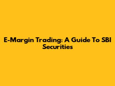 E-Margin Trading: A Guide To SBI Securities